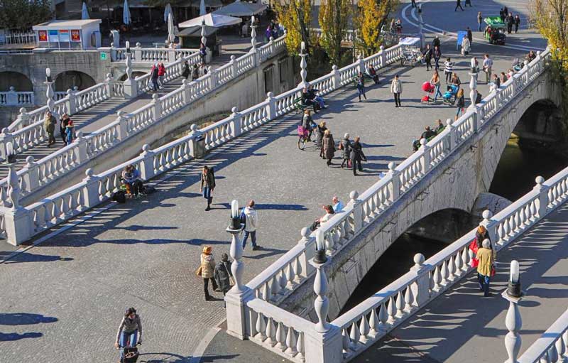 Pešačka zona u centru Ljubljane je raj za pešake i bicikliste