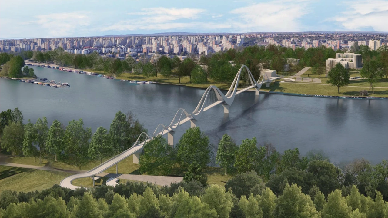 Render pešačko-biciklističkog mosta Ada Ciganlija NBgd